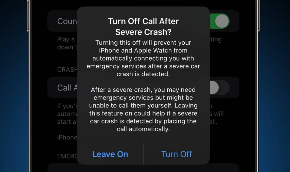 萨迦苹果14维修分享 iPhone 14 和 Apple Watch 上关闭崩溃检测 