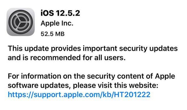萨迦苹果手机维修分享iOS12.5.2发布，建议所有老苹果用户安装 